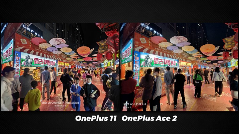 Ảnh ban đêm trong điều kiện có nhiều ánh sáng được chụp bởi OnePlus Ace 2 và OnePlus 11 Ảnh ban đêm trong điều kiện có nhiều ánh sáng được chụp bởi OnePlus Ace 2 và OnePlus 11
