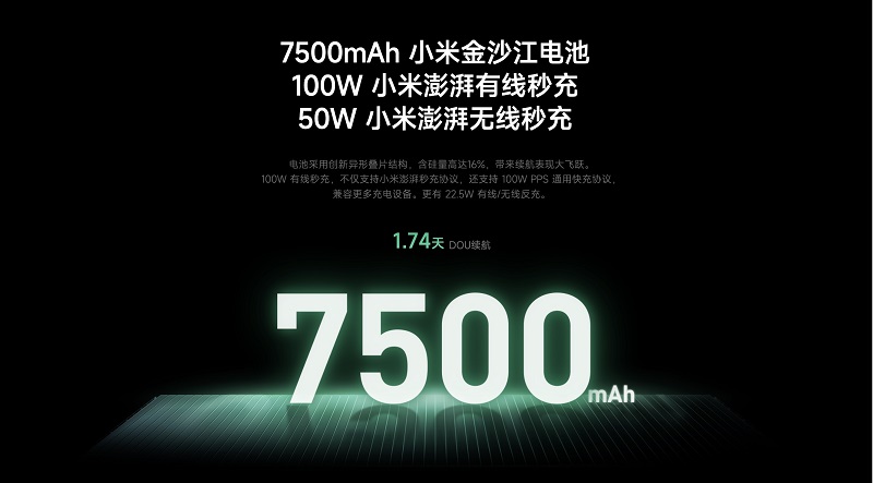 Dung lượng pin 7.500 mAh, sạc 100W