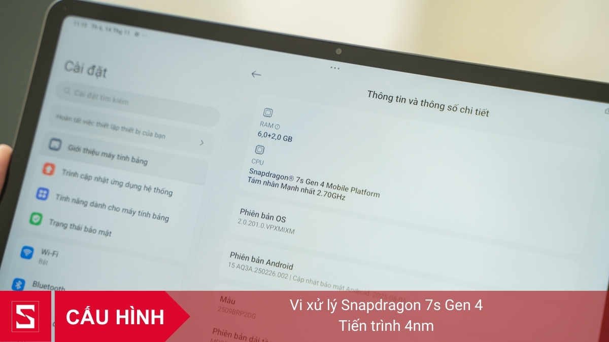 Máy tính bảng Xiaomi Redmi Pad 2 Pro được trang bị bộ vi xử lý Snapdragon 7s Gen 4