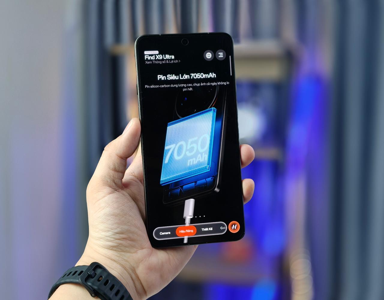 Dung lượng pin OPPO Find X9 Ultra là 7.050mAh